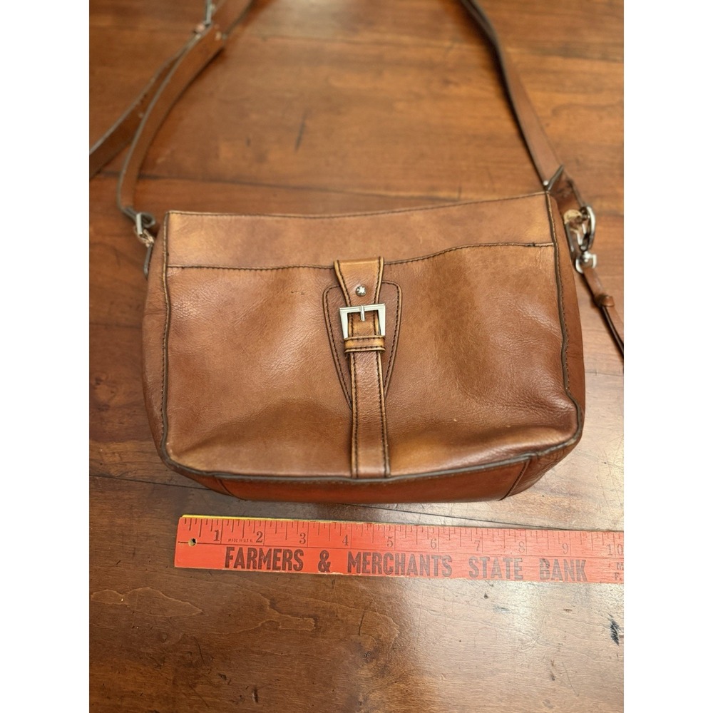 Vintage Etienne Aigner Brown Leather Crossbody Shoulder Bag Purse Buckle Accent - Picture 2 of 7